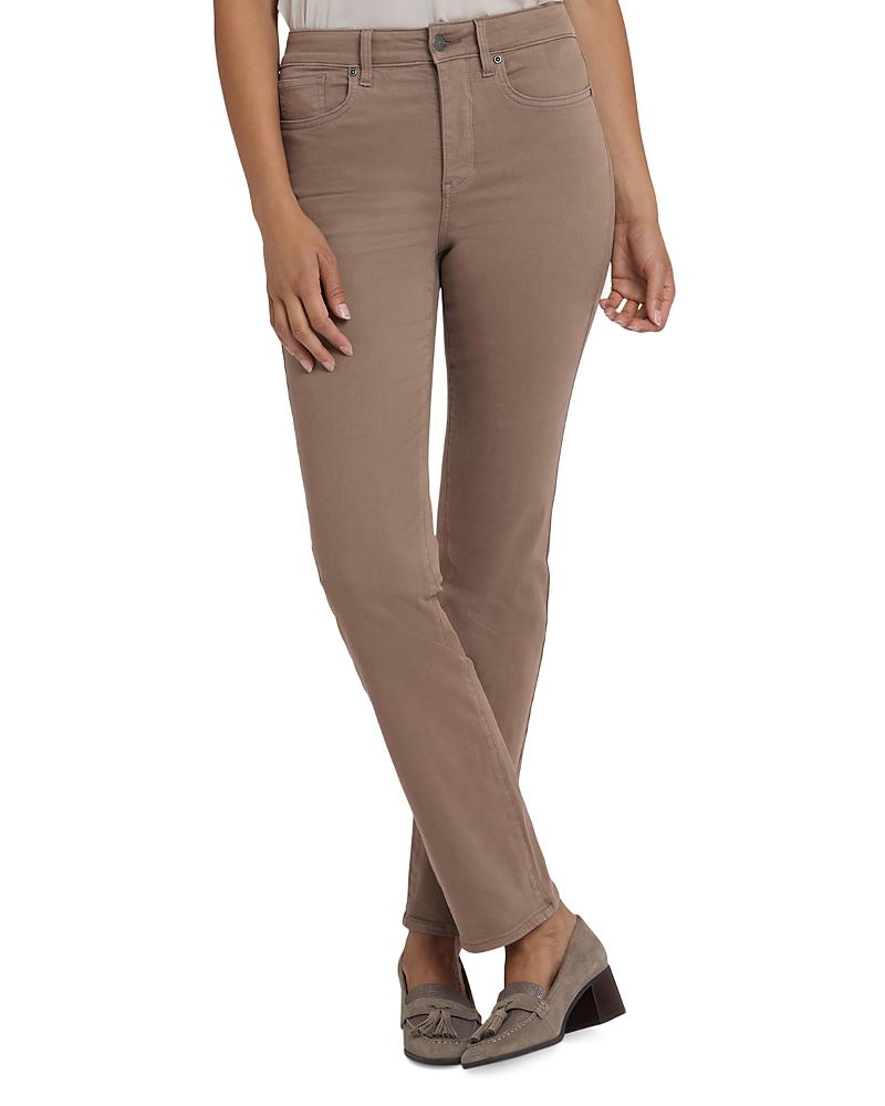 Nydj Marilyn High Waist Straight Leg Jeans In Brown