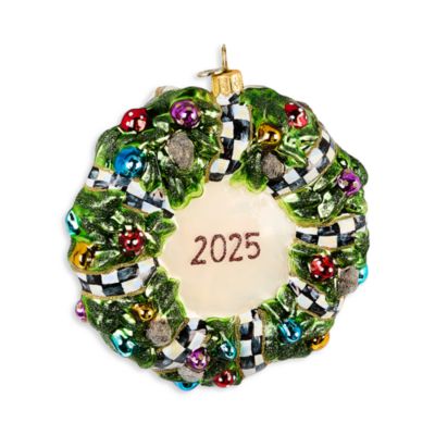 Here Comes Santa Wreath 2025 Glass Ornament