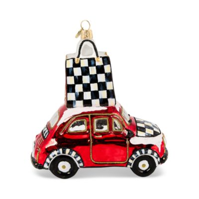 Christmas Shopping Car Glass Ornament