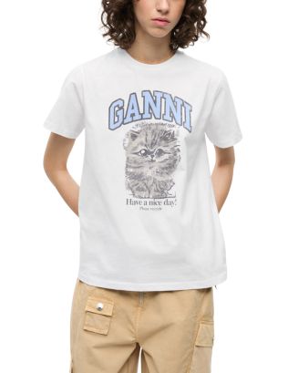 GANNI Relaxed Jersey Kitty Graphic Tee | Bloomingdale's Women