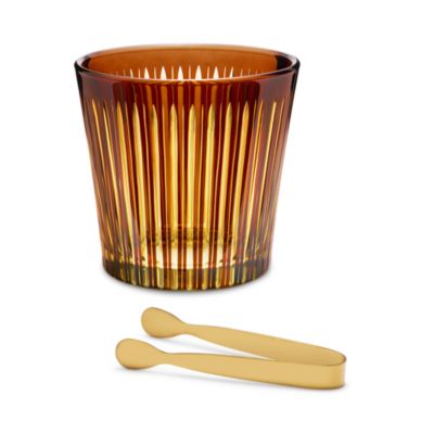 Prism Ice Bucket & Tongs, Amber
