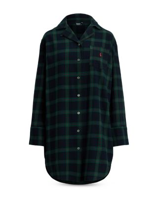Plaid Camp Collar Sleep Dress