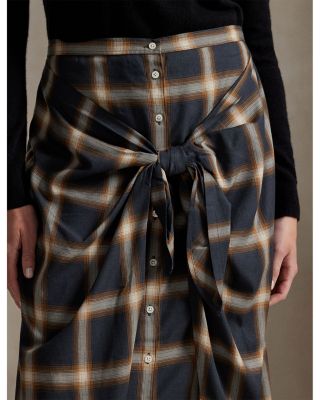 Plaid Tie Front Skirt