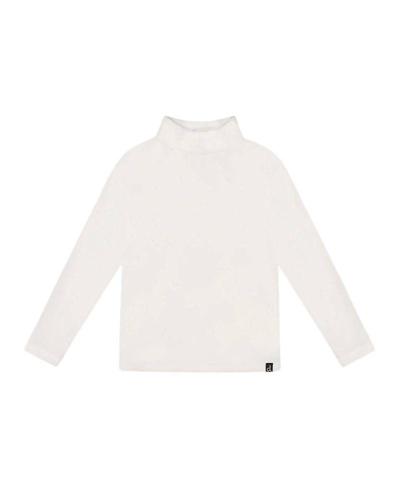 Deux Par Deux Super Soft Ribbed Mock Neck Top In White