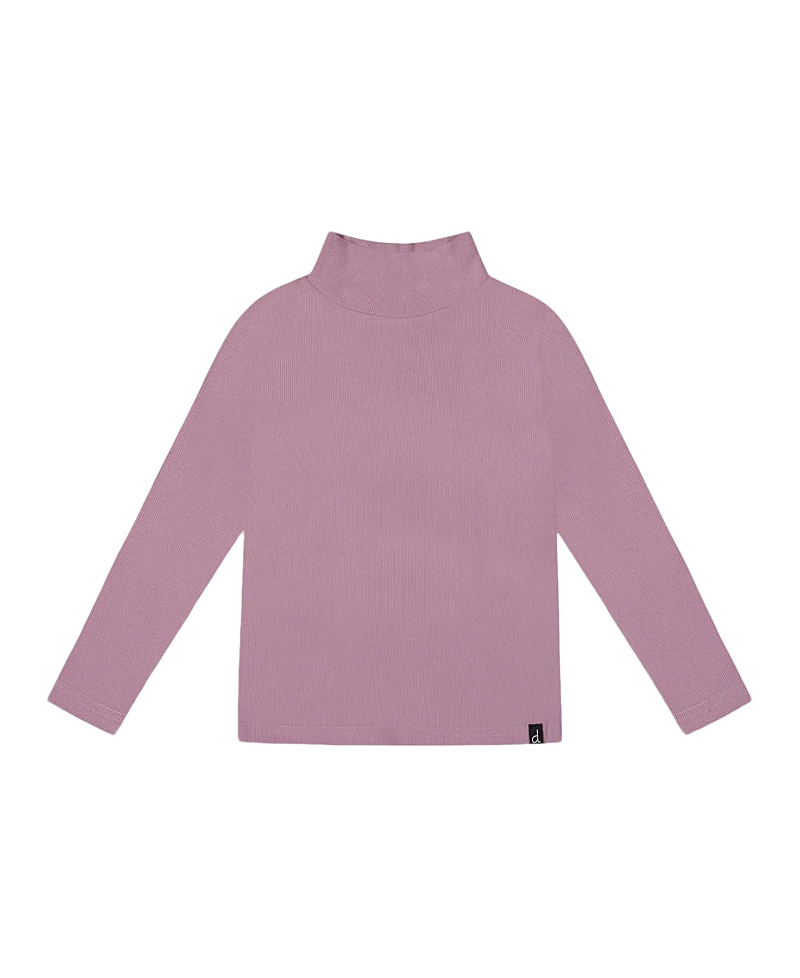 Deux Par Deux Super Soft Ribbed Mock Neck Top In Purple
