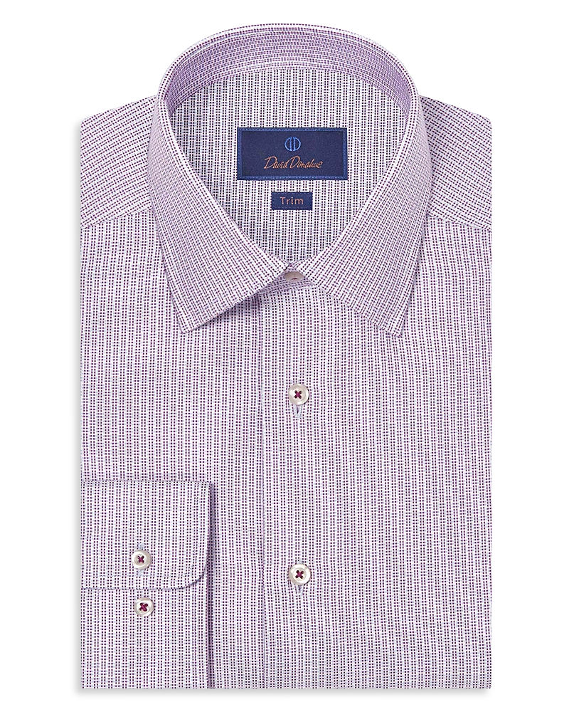 David Donahue Trim Fit Micro Dobby Cotton Dress Shirt In Pink