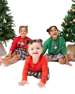 Girls' Holiday Plaid Long Sleeve Tutu Bodysuit - Baby