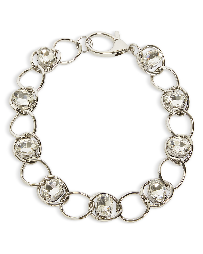 Weekend Max Mara Namur Rhinestone Chunky Link Choker Necklace In Silver
