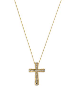 Champagne Diamond Cross Pendant Necklace in 14K Yellow Gold, 0.67 tcw