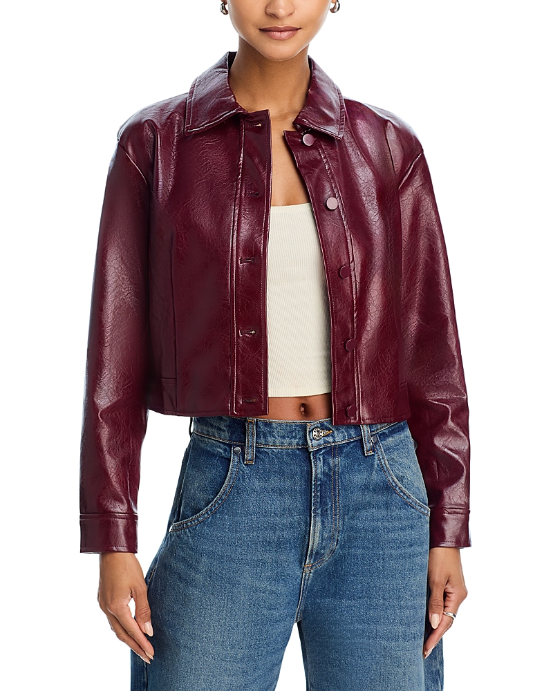 Aqua Faux Leather Jacket - Exclusive In Burgundy