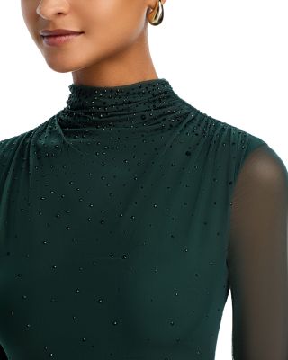 Crystal Long Sleeve Mesh Maxi Dress - Exclusive