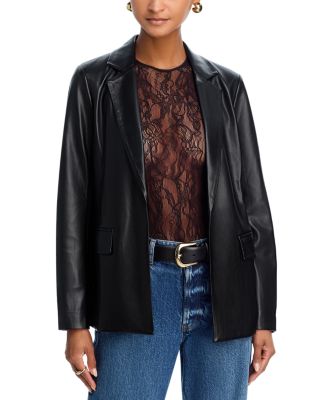 Faux Leather Open Blazer - Exclusive