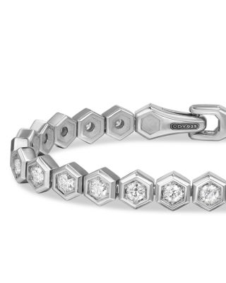 Men's Hex Pav&eacute; Tennis Bracelet in Sterling Silver with Diamonds, 8mm