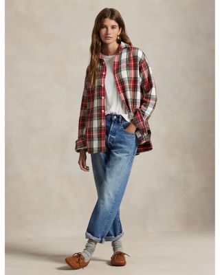 Relaxed Fit Plaid Cotton Twill Shirt