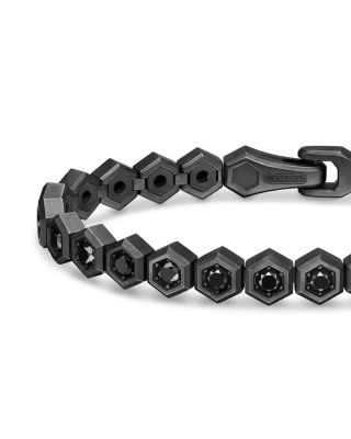 Men's Hex Pav&eacute; Tennis Bracelet in Black Titanium with Black Diamonds, 8mm