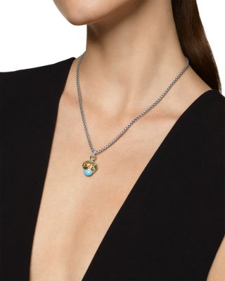 Renaissance&reg; Amulet in Sterling Silver with 14K Yellow Gold, Turquoise, Madeira Citrine and Tsavorites, 29mm