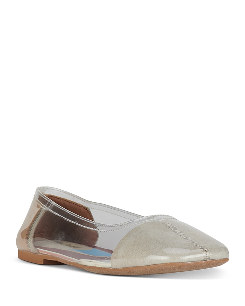 Jeffrey Campbell Perception Square Toe Flat In Transparent