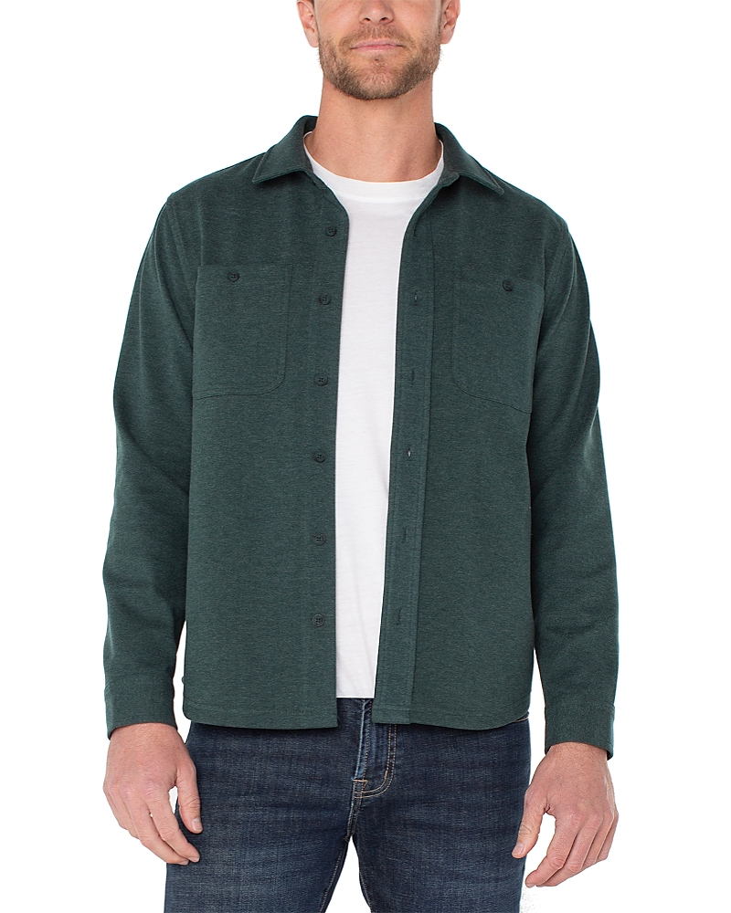 Liverpool Los Angeles Long Sleeve Button Front Knit Shirt In Green