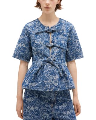 Tapestry Denim Peplum Top