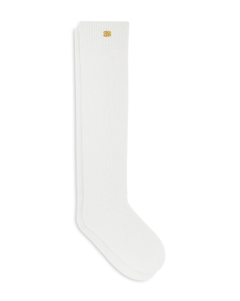 Ganni Wool Yak Mix High Socks In White