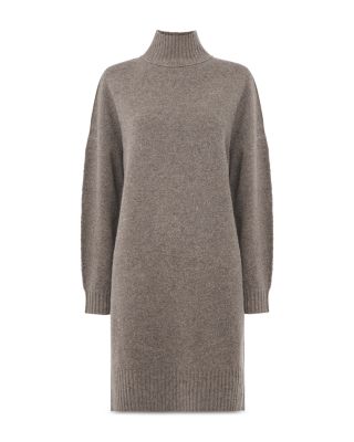 Funnel Neck Wool Mini Dress