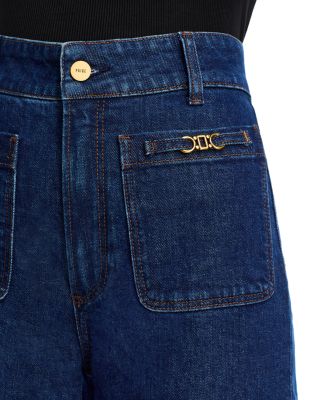 Sasha High Rise Patch Pocket Wide Leg Jeans in Enfield