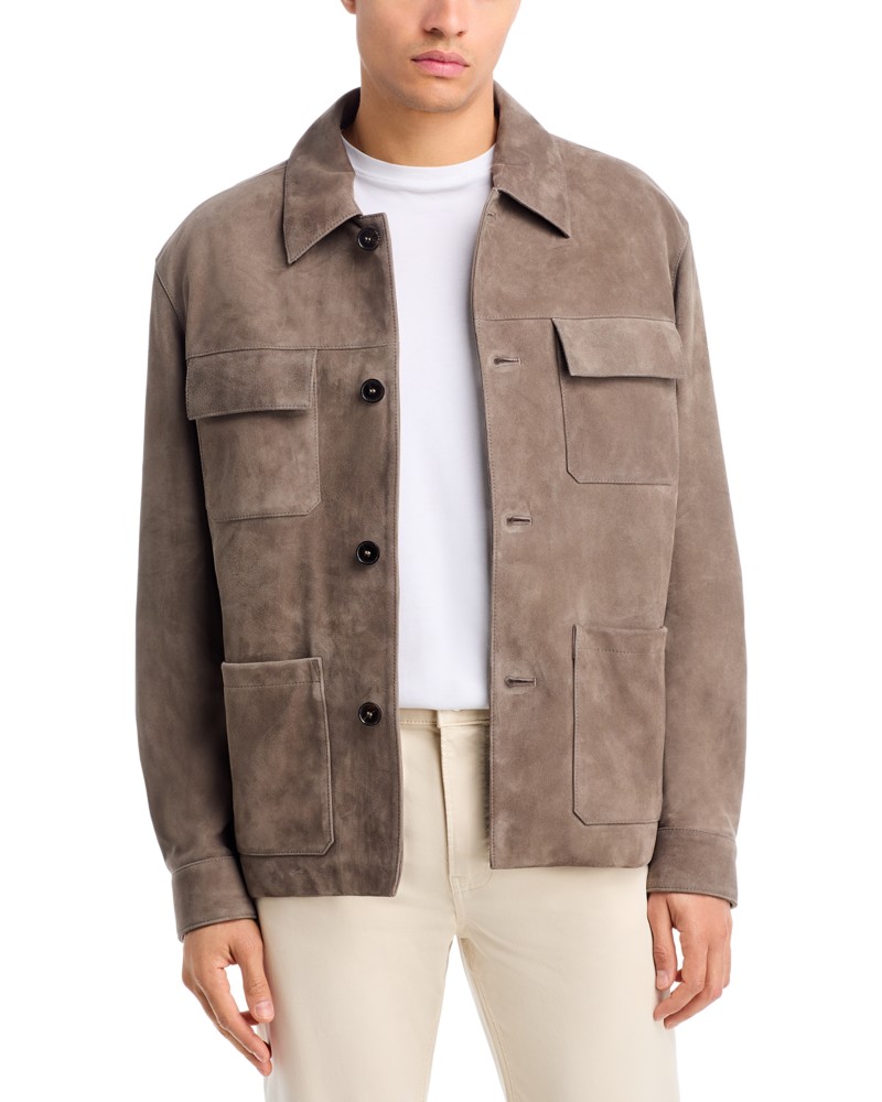 Frame Suede Chore Jacket in Light Taupe