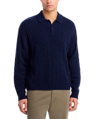 Wool & Cashmere Cable Knit Polo Sweater