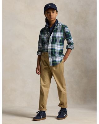Boys' Plaid Cotton Oxford Shirt - Big Kid