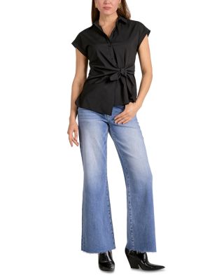 Button Down Tie Waist Shirt