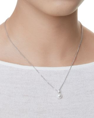 Matrix Crystal & Imitation Pearl Pendant Necklace, 14.87"-17.75"