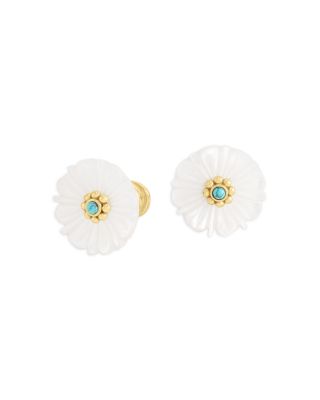 Milos Carved Stone Flower Stud Earrings