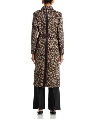 Zeva-A Long Wool Coat With Leather Trim