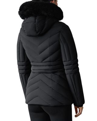 Nadia-SH Hooded Down Jacket With Shearling Trim