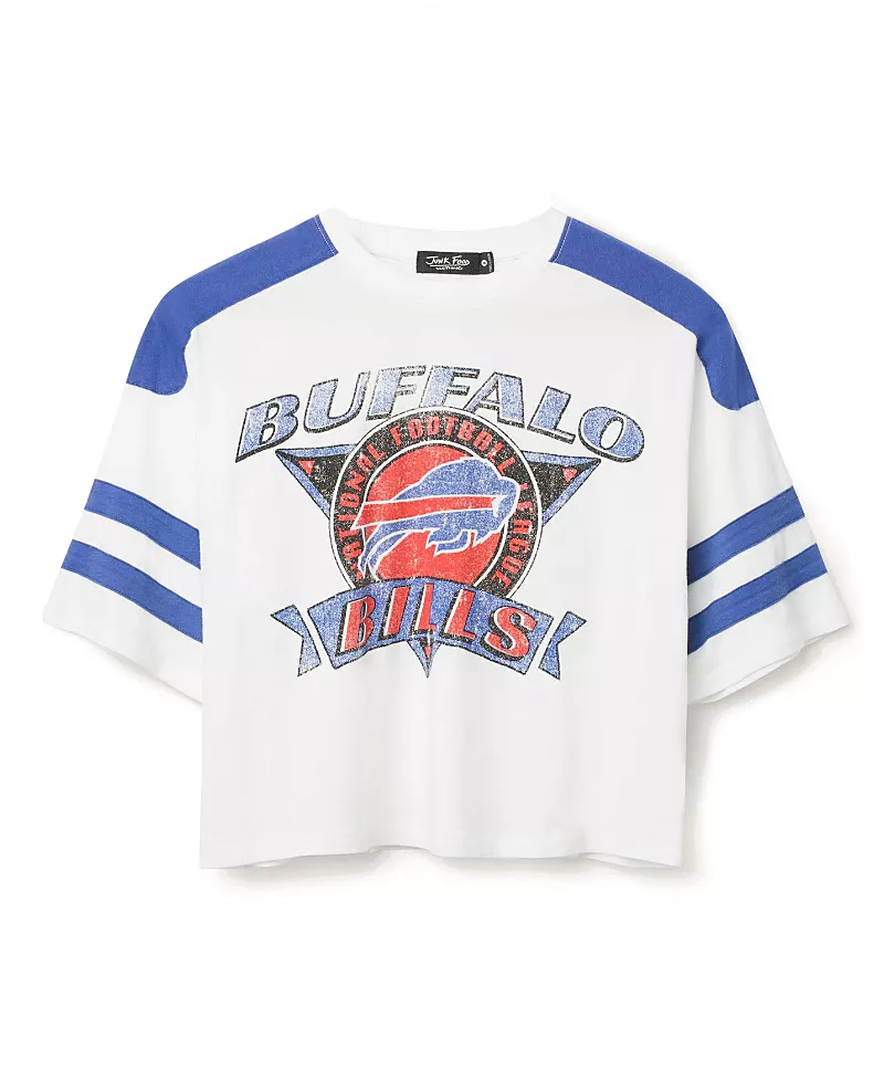 Junk Food Clothing Women's Nfl Buffalo Bills Striped Crop Tee