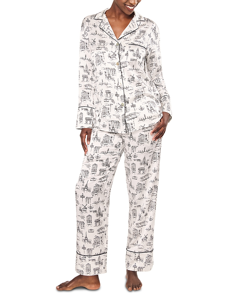Petite Plume Silk Parisian Toile Pajama Set In Multi