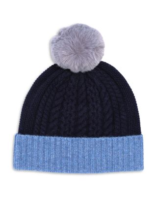 Color Block Cable Knit Wool & Cashmere Beanie