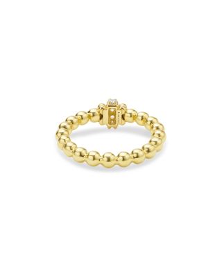 LAGOS 18K Yellow Gold Caviar Gold Diamond Rondelle Bead Stacking Ring