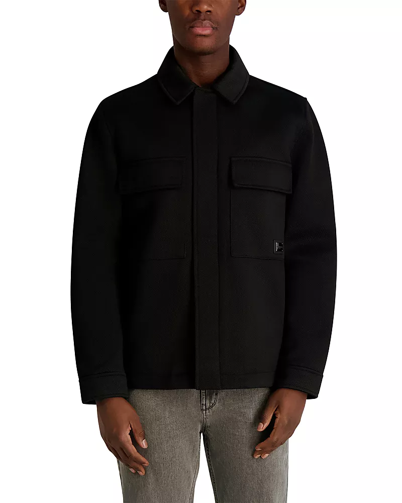 Karl Lagerfeld Paris Twill Collared Shirt Jacket