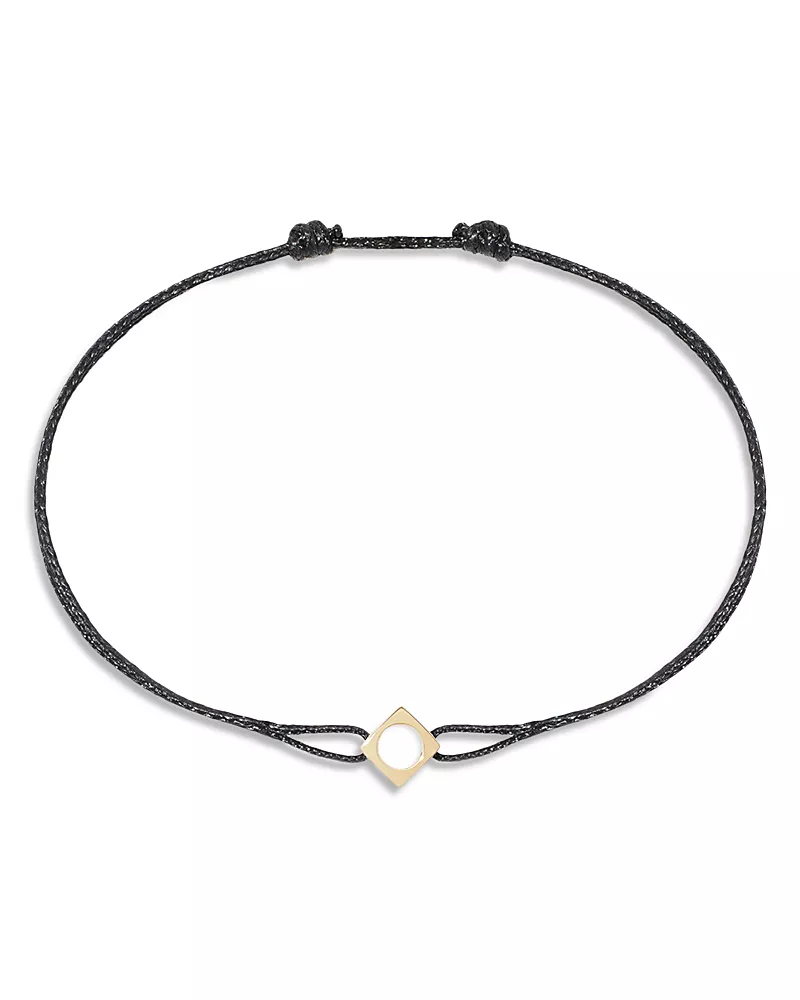 Dinh Van Open Cube Charm Cord Slider Bracelet in 18K Yellow Gold