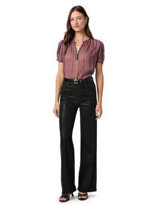 Anessa High Rise Coated Wide Leg Jeans in Black Fog