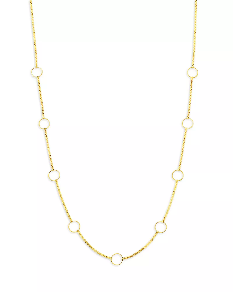 Zoe Chicco 14K Yellow Gold Simple Gold Open Circle Box Chain Necklace, 14