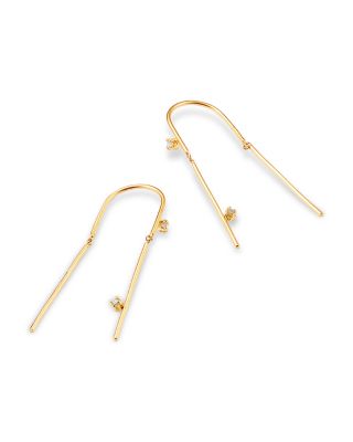 Zo&euml; Chicco 14K Yellow Gold Heavy Prong Diamonds Dangling Square Bead Chain Necklace, 16"