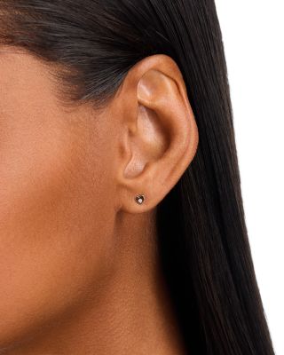 14K Yellow Gold Itty Bitty Symbols Diamond Accented Heart Stud Earrings