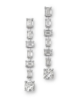 Luxe Collection Certified Lab Grown Diamond Mixed Cut Drop Earrings in 14K White Gold, 12.0 tcw