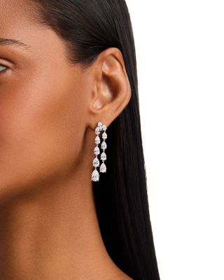 Luxe Collection Certified Lab Grown Diamond Mixed Cut Drop Earrings in 14K White Gold, 11.0 tcw