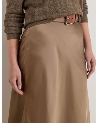 Plus Satin Charmeuse Midi Skirt