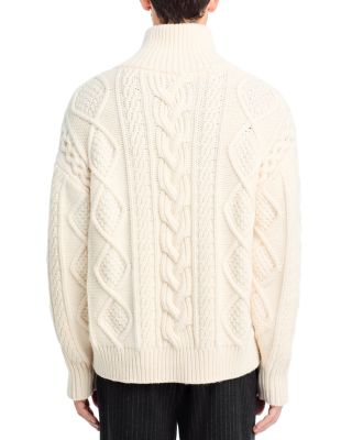 Wool & Cashmere Chunky Cable Knit Half Zip Sweater