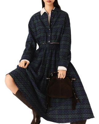 Check Rhinestone Cropped Shirt