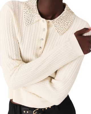 Rhinestone Collar Polo Shirt